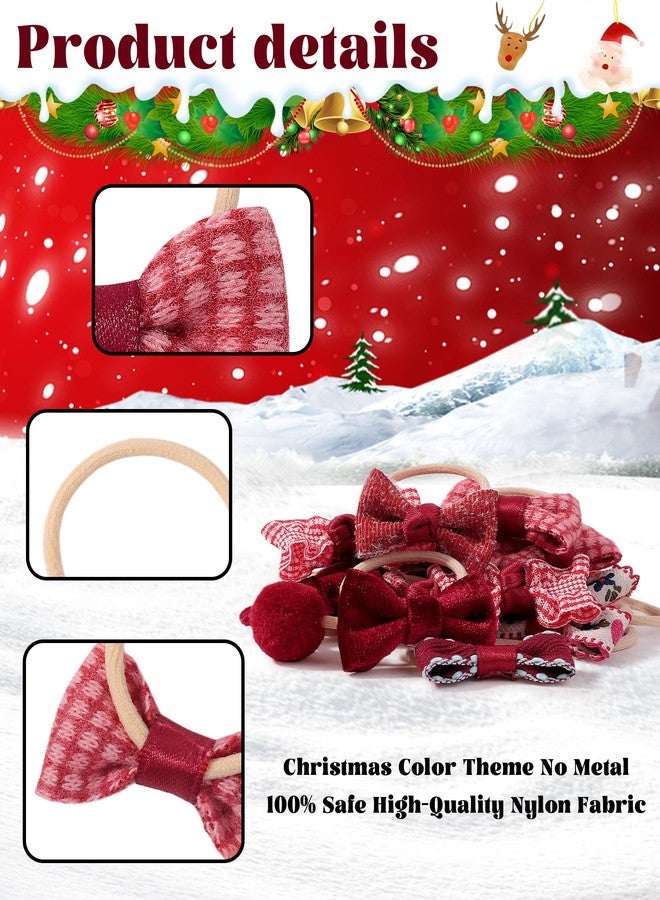 jollybows 20PCS Christmas Red Baby Hair Ties with Bows Small Ponytail Bow Holder Boutique Tiny Rubber Band Elastic Accessories for Kids, Toddlers, and Infants - Image 4